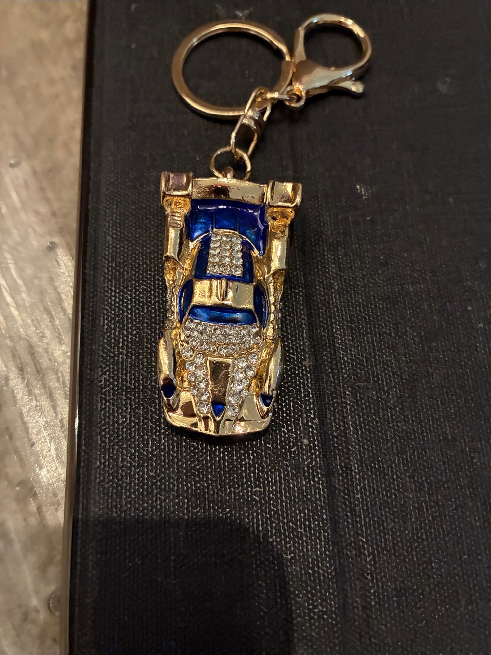 Gold and Blue Crystal Car Keychain - Picture 4 of 5